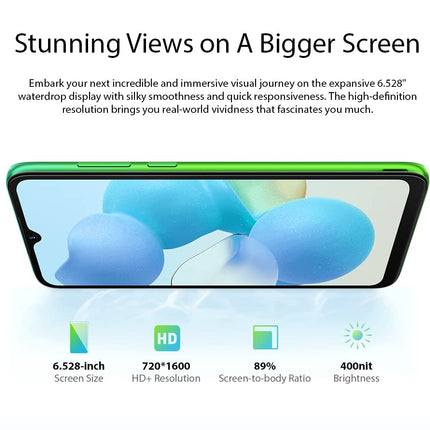 Blackview A55 4G nutitelefon ilma lepinguta, soodne, 6,53-tolline HD+ ekraan, MT6761V 2,0 GHz 3 GB + 16 GB, 5 MP + 8 MP kaamera, 4780 mAh aku, Android 11 DUAL SIM mobiiltelefon GPS näotuvastus sinine