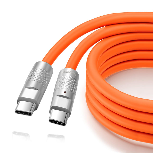 Thzzhnno Liquid Silicone USB 3.2 Gen2 20Gbps Cable 1.5M, Soft Chubby USB C to USB C 4K@60Hz Video PD 100W Type C for Thunderbolt 3, iPad/iPhone 15/Pro, MacBook, Galaxy (Orange)