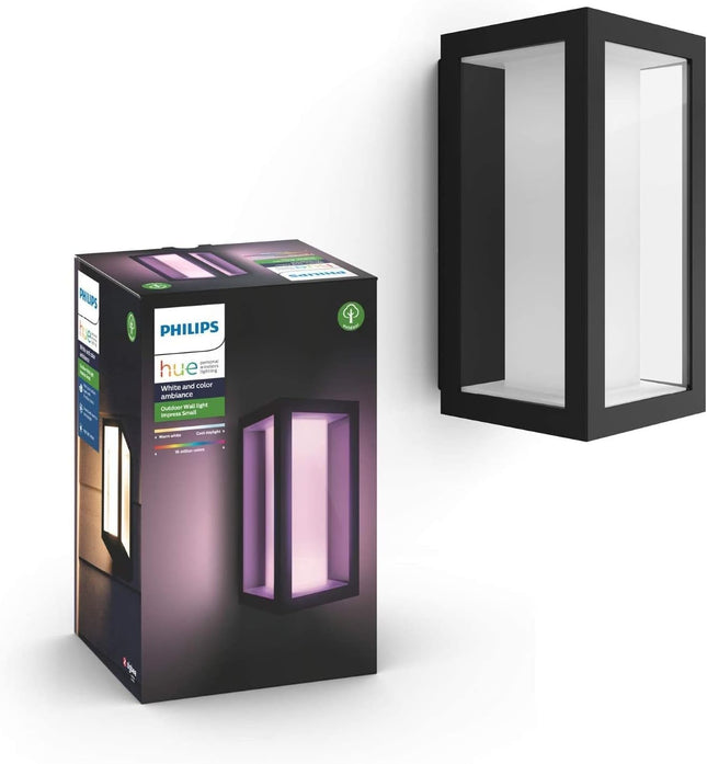 Philips Hue White and Color Ambiance LED wall light Impress (slim), for outdoor use, dimmable, up to 16 million colors, controllable via app