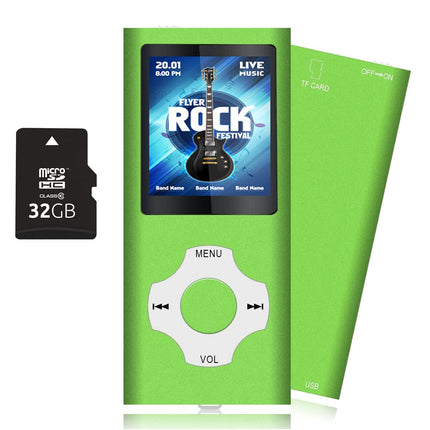 Tabmart 32GB MP3 Player, MP4 Music Player Support Audio Player Media Player FM Radio E-Books 18 Hours Long Battery Life 1.81 Inch Color Display Music Player Green