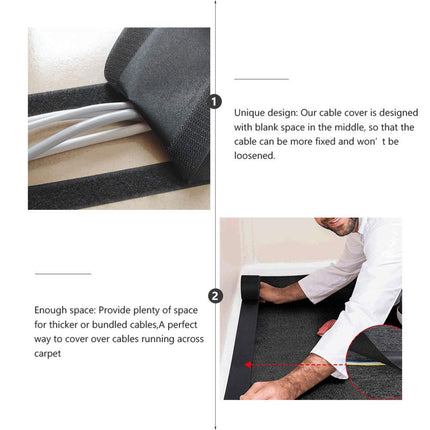 Mipcase carpet cable cover cable bridge velcro cable cover: 3 meters floor cable cover cable protection cable management for office carpet cable cable organized cable organizer