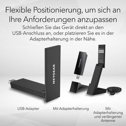 Netgear Nighthawk USB WLAN Stick WiFi 6E USB 3.0 USB-adapter (A8000) | AXE3000 internetipulk kolmeribaline traadita gigabiti kiirus (kuni 3 Gbps) | uus 6 GHz sagedusala | Windowsi arvutile