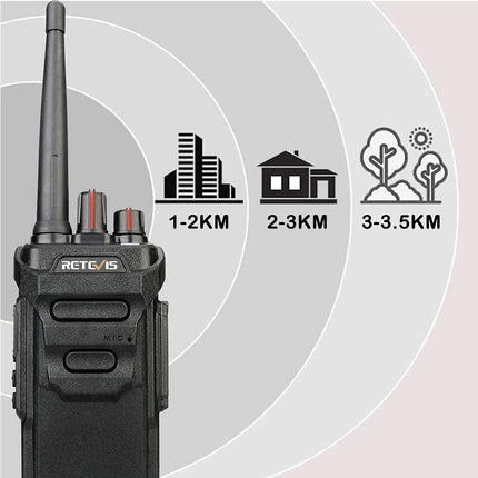 Retevis RT648 veekindel raadiosaatja, IP67 pihuarvuti kahesuunaline raadio täiskasvanutele, PMR446 litsentsivaba pika levialaga USB laetav raadio ehitusplatsile, turvalisus (must, 5 tk pakis)
