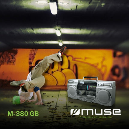 MUSE M-380GBS Retro Cassette Boombox with CD Player, AUX and Bluetooth, Smartphone Compatible, Cassette Recorder Cool Vintage Design