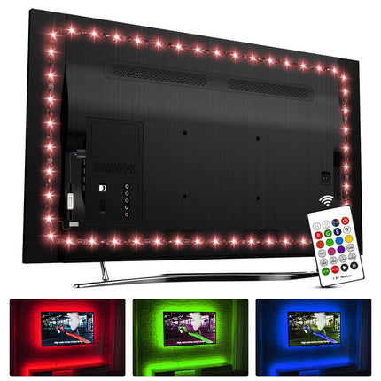 HAMLITE USB-teleri taustvalgustuse komplekt telerile 60–65 tolli, 4,5 m USB LED-valgustusega telerimonitori tööruumi dekoratiivkate 4/4 külge teleri taga taustvalgustusega meeleoluvalgustus