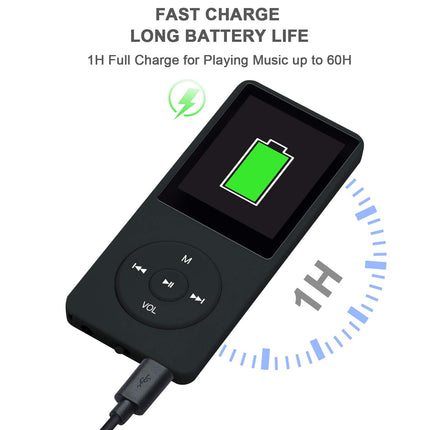 COVVY 8GB Portable MP3 Music Player, Supports up to 64GB SD Card, Lossless Sound HiFi MP3 Player, Music/Video/Voice Recording/FM Radio/E-Book Reader/Photo Viewer (8G, Black)