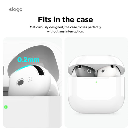 elago 2 Pairs of AirPods 4 Earbud Covers, Designed for AirPods 4, [Fit in Case] ​​Non-Slip Silicone Cover, Scratch-Resistant, Installation Guide (1 Pair of Each)