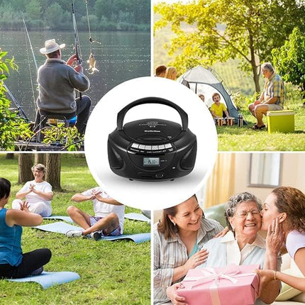 G Keni kaasaskantav CD-mängija Boombox Bluetoothiga, AM/FM-raadio, CD Boomboxi tugi USB, SD, MMC-draivi, Aux-sisend, kõrvaklapipesa, helitugevuse reguleerimine, stereoheli, LCD-ekraan, vooluvõrk ja aku