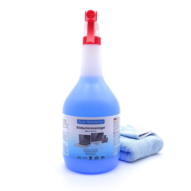 Blum - 1000ml ekraanipuhastusvahend + mikrokiudlapp 30x30 cm - Puhastab kõik ekraanid ja kuvarid täiesti triibuvabalt.