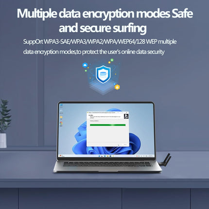 【2-IN-1】 WLAN6&amp;5.4 Bluetooth-adapter lauaarvutile, sülearvutile, 2,4 GHz/5,8 GHz sagedusala WiFi-adapter, suure võimendusega kahe sagedusalaga 5 dBi antenniga traadita võrguadapter, ühildub Windows 10/7/8/8.1/XP/Vista Mac OS-iga