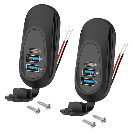 Linkstyle USB autolaadimispesa, kahekordne QC3.0 USB A ja PD3.0 C tüüpi USB-pistikupesaga autolaadimisadapter 12 V mereveokile, 2 tk pakis
