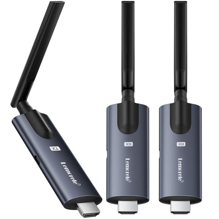 Wireless HDMI Transmitter and 2 Receivers, Lemorele 1080P HDMI wireless transmission supports 1 transmitter to 4 receivers Max streaming video for laptop, camera, TV box to HDTV, monitor, projector