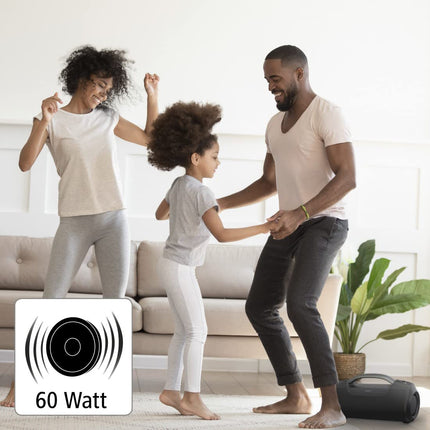Hama Bluetooth-muusikakarp SoundBarrel (Bluetooth-kõlar, veekindel vastavalt IPX6 standardile, kaasaskantav muusikakarp 60 W, 12-tunnine aku, toiteplokk) must