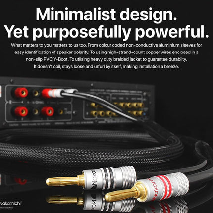 Nakamichi 24K kullatud banaanpistik (6 jalga) kõlarikaabliga, 99,9% hapnikuvaba vask (OFC), vastupidav punutud kaabel, kodukino võimendi - must (12 AWG / 6 jalga / 1,8 meetrit)