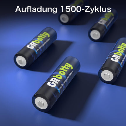 GRbatty Rechargeable Lithium AA Batteries, 8 Pack 1.5V 3500mWh High Capacity Lithium AA Batteries, 2 Hours Fast Charge, 1500 Cycles for Electronic Household Appliances