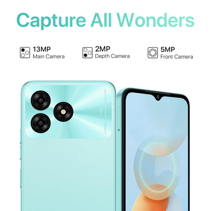UMIDIGI G5A nutitelefon Android 13, mobiiltelefon 8GB (4 + 4) RAM, 64GB/laiendatav 1TB, 5000mAh, 6.52 tolli HD+, 13MP + 5MP, Helio A22, telefon kahe SIM-kaardiga 4G/sõrmejäljelugeja/näotuvastusega/GPS
