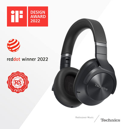 Technics EAH-A800E-K Bluetooth headphones, over-ear with noise cancelling and microphone, ergonomic design, easy connection, black