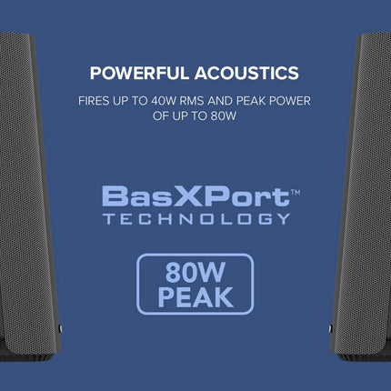 Creative T100 Compact 2.0 Hi-Fi lauakõlarid, kuni 80W tippvõimsusega Bluetooth 5.0, optiline sisend, arvutitele ja sülearvutitele