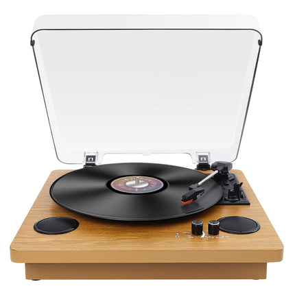 VIFLYKOO Record Player, Bluetooth Record Player with 2 Stereo Speakers, 3-Speed ​​33/45/78 rpm, Retro Record Player Supports Vinyl to MP3/Headphone Jack/AUX Input/RCA Output