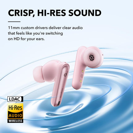 Soundcore by Anker Liberty 4 NC juhtmevabad mürasummutavad kõrvaklapid, 98,5% mürasummutus, kõrvadele ja keskkonnale kohanduv mürasummutus, kõrglahutusega heli, 50H taasesitus (roosa)