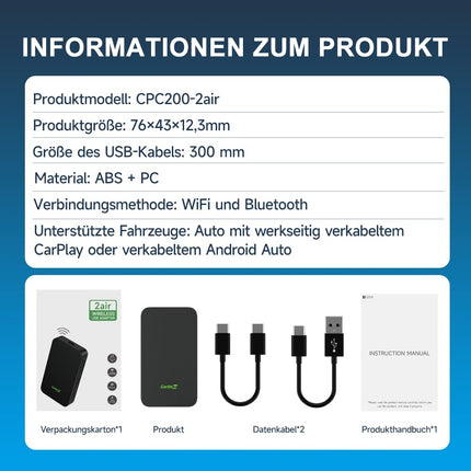 Carlinkit 5.0 juhtmevaba CarPlay ja Android Auto 2-ühes adapter, sobib autodele, millel on sisseehitatud Apple CarPlay ja Android Auto, teisendab juhtmega CarPlay juhtmevabaks, juhtmega AA-tüüpi laadija juhtmevabaks Android Autoks