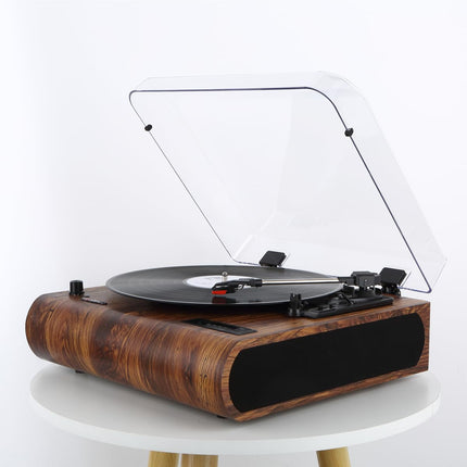 Vinyl Record Player VOSTERIO Bluetooth Record Player with Integrated HiFi Stereo Speakers, 3-Speed ​​33/45/78 RPM, Vinyl-to-MP3/FM Radio/USB/TF/Aux-In/RCA/LED Display, Vinyl Player