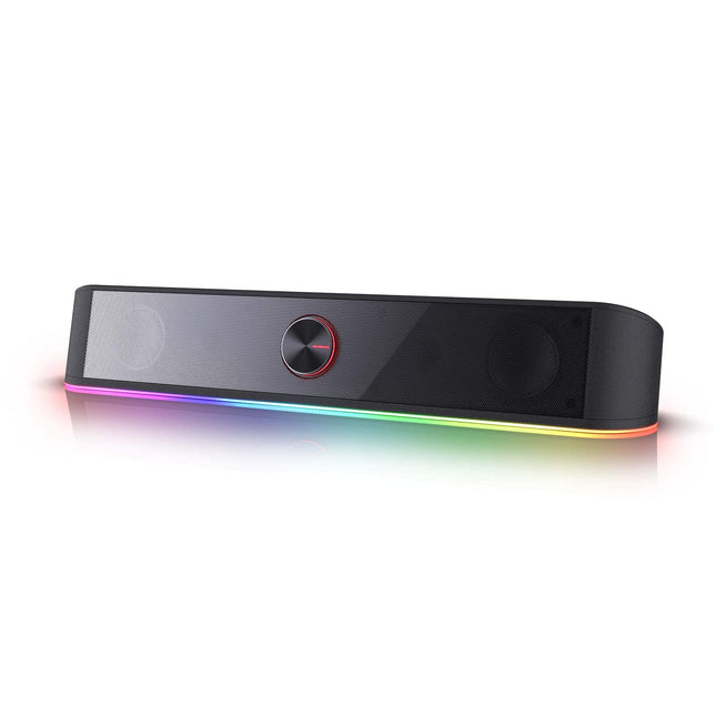 Redragon GS560 Adiemus RGB lauaarvuti heliriba, 2.0-kanaliga arvutikõlar dünaamilise valgusribaga, heli ja valguse sünkroonimine/ekraan, puutetundlik taustvalgus helitugevuse reguleerimisega, USB-kaabel