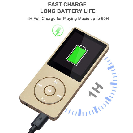 COVVY 8GB Portable MP3 Music Player, Supports up to 64GB SD Card, Lossless Sound HiFi MP3 Player, Music/Video/Voice Recording/FM Radio/E-Book Reader/Photo Viewer (8G, Gold)