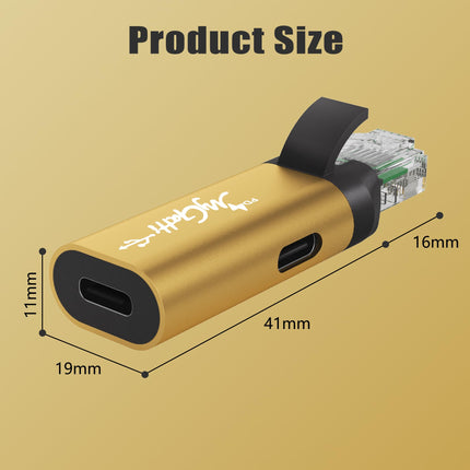 Mygatti USB C Etherneti adapter 100W PD liidesega/2 tk pakis, C-tüüpi emane - RJ45 isas, 1 Gbps, laadimine ja surfamine 2-ühes, kaasaskantav muundur, integreeritud nutikas kiip, ühildub arvuti ja sülearvutiga
