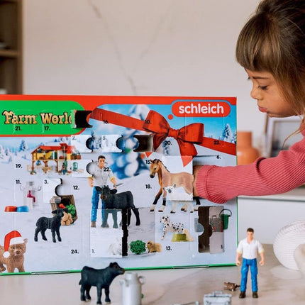 Schleich 98643 Advent Calendar Farm World 2022, for children aged 3 and up, for farm fans with a human figure, animals, and lots of accessories