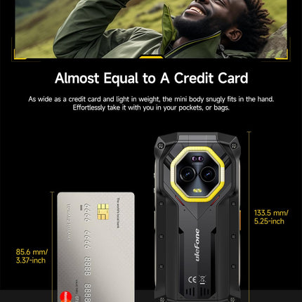 Ulefone Armor Mini 20 4G õues kasutatav nutitelefon, peopesasuurune, Helio G99 16GB+256GB, 6200mAh aku, juhtmevaba laadimine, 64MP+50MP öönägemiskaamera, 4.7" HD+90Hz, IP68 veekindel, Android 14, NFC