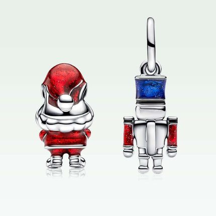 MSPOVOF Santa Claus &amp; Nutcracker Charms S925 Sterling Silver Charms Bead for Bracelets and Necklaces for Christmas Birthday Women Jewelry Gift