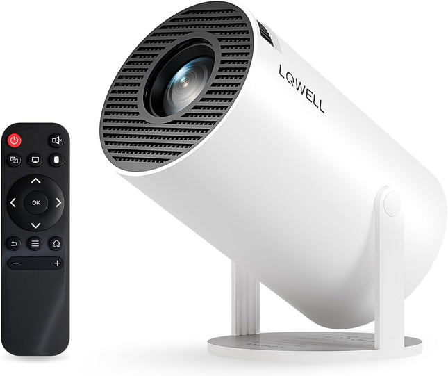 LQWELL HY300 PRO miniprojektor, 4K 1080P tugi, Android 11, WiFi 6, Bluetooth 5.0, Airplay ja Miracasti tugi, kaasaskantav kodu- ja välistingimustes kasutatav projektor, Androidile/iPhone'ile/PC-le/Macile/Switchile