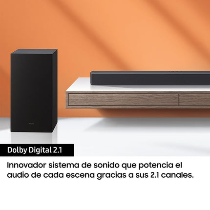 SAMSUNGi heliriba HW-C450/ZF C-seeria, 3 kõlarit, subwoofer komplektis, 2.1-kanaliline heli, Adaptive Sound Lite, must 2023