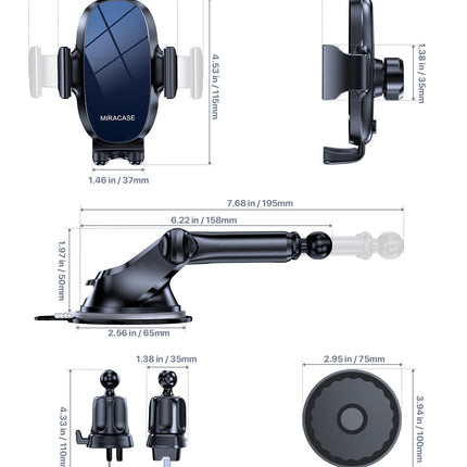 Miracase universaalne autotelefonihoidja [tugev iminapp ja metallkonks] autotelefonihoidja ventilatsioonile, armatuurlauale, esiklaasile, telefonihoidja iPhone'ile, Samsung Galaxy'le, kõigile nutitelefonidele, sinine