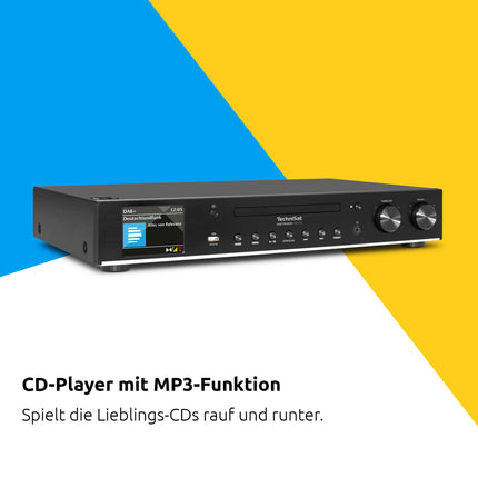 TechniSat DIGITRADIO 143 CD (V3) – Digital HiFi tuner, internet radio (DAB+, FM, Bluetooth audio streaming, Spotify Connect, CD player, Wi-Fi, width 43.5 cm, app control, remote control) Black