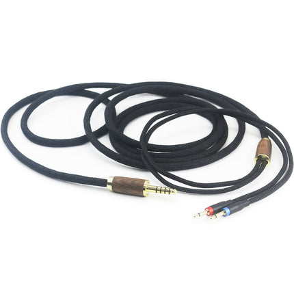4.4mm Balanced Cable 6N OCC Copper Silver-Plated Cable Walnut Wood Shell Compatible with Monolith M1060, M1060C, M565, M565, for AudioQuest NightHawk Headphones (2X 2.5mm Version)