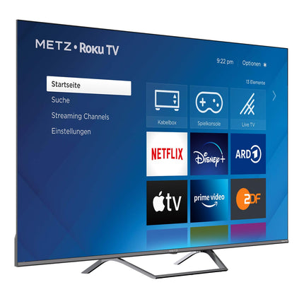 METZ Blue Roku TV, QLED 4K, nutiteler, 43 tolli, 109 cm, kolmekordse tuuneriga televiisor, WiFi, LAN, HDMI, USB, 43MQE7011