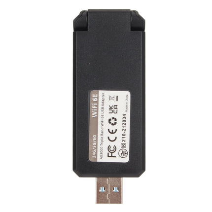WiFi 6E USB 3.0 Adapter, USB Wi-Fi Adapter for Desktop PC, 3000 Mbps USB Wi-Fi Dongle, Wireless Network Adapter for Win 10/11 Operating System, 2.4G 5G 6G Tri-Band