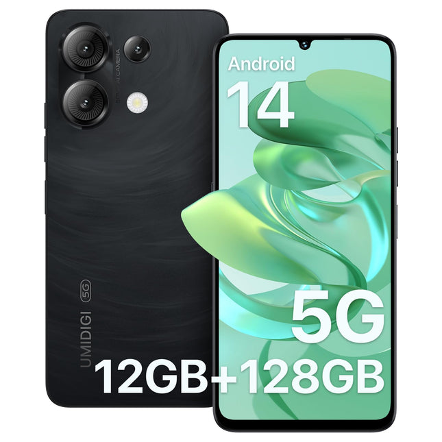 UMIDIGI G9 5G mobiiltelefon, Android 14 nutitelefon ilma lepinguta, 90Hz kaheksatuumaline, 12GB + 128GB nutitelefon, 6,75" HD+ ekraan, 50MP, näo- ja sõrmejäljetuvastusega avamine, 5000mAh, GPS, kahe SIM-kaardiga 5G nutitelefon