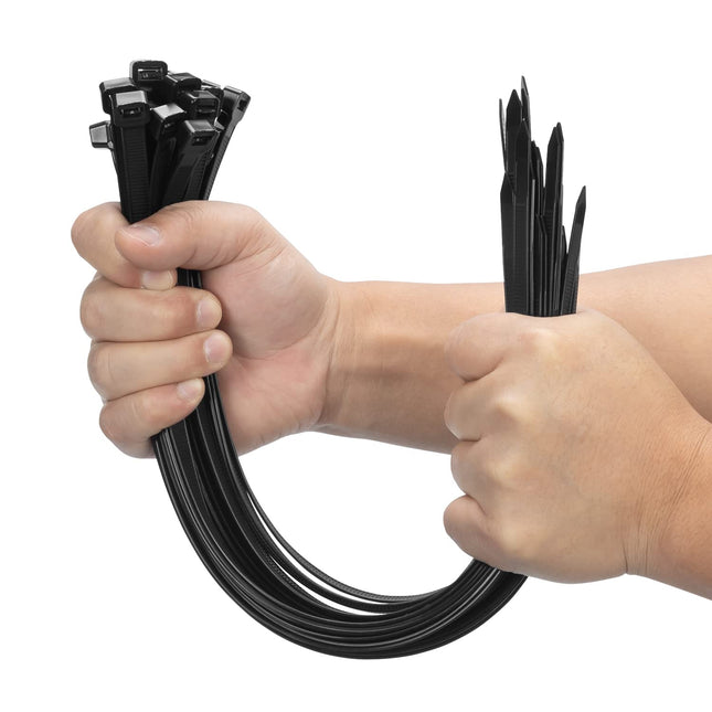 XINGO 100 tk mustad kaablisidemed, 500 mm x 9 mm laiad kaablisidemed, tõmbetugevus 80KG, UV-kindlad kaablisidemed, pikad kaablisidemed, suured kaablisidemed kaablite haldamiseks