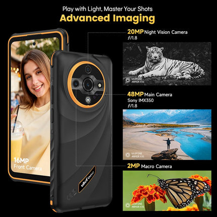 Ulefone Armor X31 Outdoor Handy Android 14, 12GB+128GB/SD-2TB 48MP+20MP Nachtsicht, 6050mAh mit Blendende Taschenlampe, 6.56" HD+ Baustellenhandy, 4G Dual SIM Okta-Kern Handy Ohne Vertrag IP68/NFC/GPS