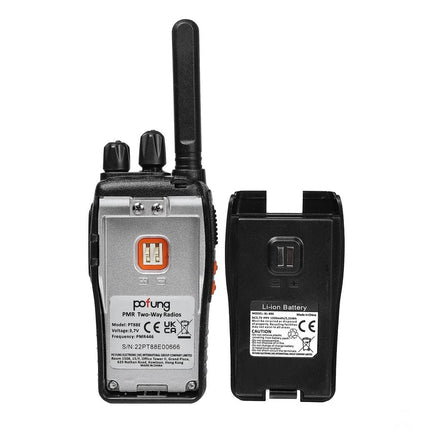 Walkie Talkie PMR446 License-Free Two-Way Radio, Pofung PT88E 16 Channels Professional Rechargeable Long Range Walkie Talkies with EU Charger and Earpieces Black 6 Pack