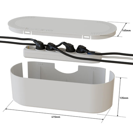 D-Line Cable Box EU/CTULGEW/SW, Cable Management Box for Hiding Cables in Cable Tangles – Large, White