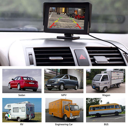 Hodozzy auto tahavaatekaamera öise nägemisega, 12 LED veekindel tagurdussüsteem + 4,3" LCD automonitor, tagurduskaamerad autodele, maasturitele, kaubikutele, pikapidele ja veoautodele
