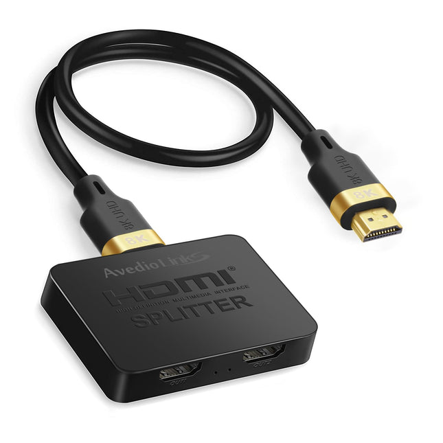 avedio lingid HDMI jaotur 1 sisend 2 väljundit HDMI 2.1 kaabliga, 4K@120Hz HDMI jaotur 1 sisend 2 väljundit samaaegselt, 8K HDMI jaotur 2 monitori samaaegselt (ainult peegel)