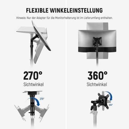 NEEWER monitori kinnitusadapter kiirkinnitusega VESA kinnitusega, 270° reguleeritav metallist 5/8" C-jalg, valgusti aluse adapter teleriekraanidele kuni 17-32", maksimaalne koormus 8 kg, MA010