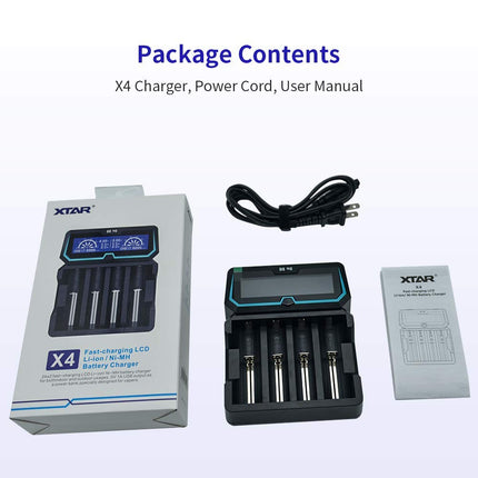 18650 akulaadija XTAR X4 2A kiire vahelduvvoolu akulaadija 2 sisendporti LCD-ekraan koos akupanga funktsiooniga 3.6V/3.7V 14500 16340 18650 20700 21700 26650 1.2V AAAA AA A SC C