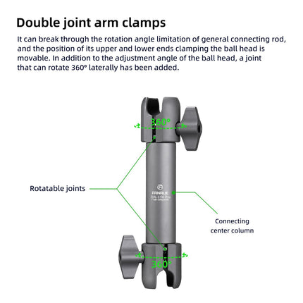 FANAUE Dual Socket Arm, Medium Arm, Compatible, Full Length 15 cm, Size B Ball Components for RAM Mounts (DA-150PRO)