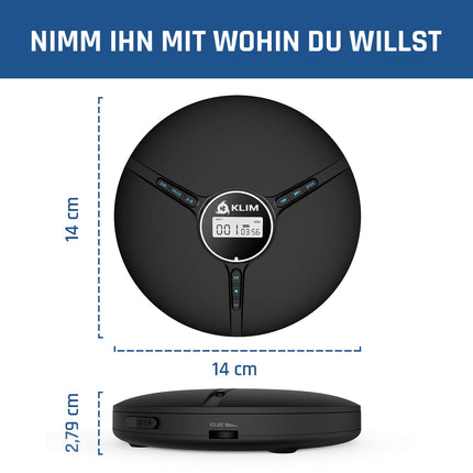 KLIM Discman - kaasaskantav CD-mängija sisseehitatud akuga - UUS - komplektis KLIM Fusion kõrvaklapid. Kompaktne mini kaasaskantav CD-mängija, ühildub CD-R, CD-RW ja MP3-ga - Discman CD-mängija - must